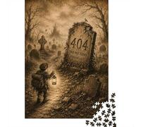 404 Page Not Found Tombstone 1000-Piece Jigsaw Puzzle for Adults, 38x26cm/1000pcs, White Cardboard, Relaxing Indoor Activity And Evening Downtime