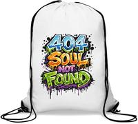 404 Soul Not Found Graffiti Gym Sack Casual Drawstring Bag White