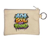 404 Soul Not Found Graffiti Key Chain Coin Purse Beige