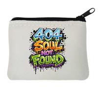 404 Soul Not Found Graffiti Neoprene Coin Purse Pouch 10x11cm White
