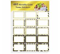 405 PCS Gold Metallic Name Tag, Blank Name Labels in 15 Designs with Permanent Adhesive Writable White Name Tag Stickers for School Office Home (Each measures 3" x 2")