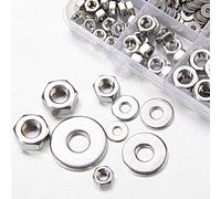 406 Pcs Flat Washers and hex Nuts Set 304 Stainless Steel Bigger Outside Diameter Flat Washers for Screw,for Bolts,7 Sizes Assortment kit（M2.5 M3 M4 M5 M6 M8 M10 mm) Standard DIN9021 DIN934