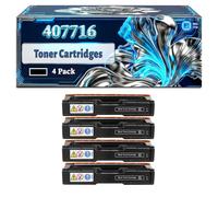 407716 407717 407718 407719 Toner Cartridges Compatible for Ricoh Aficio SP C252DN SP C252SF Printers, With Chip Large Capacity 7500 Pages (4 Pack Black)