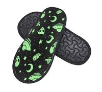 408 Mens Slippers, Green Alien Moon Ufo Slipper Washable Cotton Slippers Non-Disposable House Slippers For House Spa Indoor L