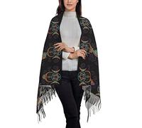 408 Scarf For Women Wicca Wiccan Triple Moon Gaia Pattern Tassel Shawls Wraps Elegant Shawl Stole Long Women Scarves For Birthday Gifts Women 72X197Cm