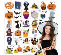 408 Sheets Halloween Temporary Tattoos for Children, Individual Children's Tattoos for Halloween Party Supplies Sweets, Cute Pumpkin Ghosts Temporary Tattoos Stickers for Boys Girls