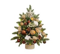 40cm/17.7Inch Mini Christmas Tree with Lights, Artificial Decorative Table Top Mini Christmas Tree, Holiday Desk Ornament Home Decor Party Favor Present DIY Christmas Decoration Gifts (Gold)
