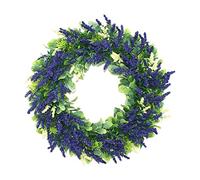 40cm Artificial Lavender Hanging Wreath Front Door Flower Wall Garland Decor