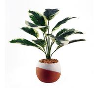 Leaf 40Cm Artificial Pothos Variegated Plant With Planter
