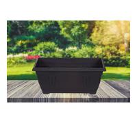 40cm Black Plastic Venetian Window Box Trough Planter - Indoor/Outdoor, 8L Capacity, Drain Holes Optional