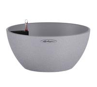 40Cm Bowl Planter. Grey Stone Effect Plastic Self-Watering Planter With Water Level Indicator Lechuza Cubeto D40 H18 Cm
