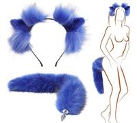 40cm Butt Plug Faux Fox Tail, Halloween Christmas Costumes Tail Detachable Multi-Function Anal Plug with Cat Ears Headband