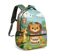 40cm Cartoon Lion Elephant Birthday Cake Schoolbag for Children, Vibrant Giraffe Monkey Animal Party School Rucksack (01)