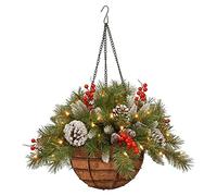 40cm Christmas Wreath 16inch Christmas Wreath with Lights Artificial Hanging Garland Wall Decorations Merry Xmas Wreath for New Year Front Door Battery Operated