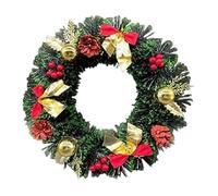 40cm Classic Decorative Christmas Wreath, Artificial Green Xmas Wreath for Indoor & Outdoor Home Decoration Ornament, Green (Decorated Green)