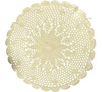 (40cm, Cream Colored) Cotton Lace Table Placemat | Cotton Braided Handmade Crochet Table Mat - Round Shape Lace Braided Decoration for Kitchen, Work Area, Dinner Table,