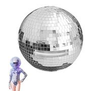40cm Disco Ball Helmet mirror-tiled for light reflections, sparkly Disco Ball Hat - Disco Ball Costume accessory, not just for performances but also as art (Without Light)