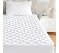 40cm Extra Deep Mattress Protector King Size Bed Topper - Quilted Mattress Pad - 360° Elasticated White Fitted Sheet Soft Microfibre Bed Covers Single 4ft Small Double Superking (King)