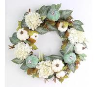 40cm Fall Wreath for Front Door Outside, Pumpkin Wreath with Maple, Acorn, Grain, Artificial Autumn Wreaths for Halloween Thanksgiving Decorations Indoor Outdoor Farmhouse (Color F)