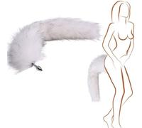 40cm Fox Tail Butt Plug, Halloween Christmas Costumes Detachable Multi-Function Anal Plug with Cat Ears Headband