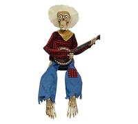 40cm Funny Animated Duel Banjo Skeletons Playing Movement Musical Multilingual Banjo Skeletons for Halloween Autumn Indoor Decoration Horror Night Gifts