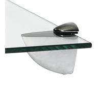 Harbour Housewares 6X Rounded Floating Glass Shelves - 40Cm - Silver Brackets - Bathroom Shower Storage Vanity Display Unit Shelf