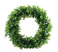 40cm Green Wreaths for Front Door, Artificial Wreath with Solid Base and Plump Green Leaves Vivid Lifelike for Home Wedding Party Decor