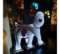40cm Infinity Light up Snowdog Christmas Decoration with White LEDs on Wooden Base