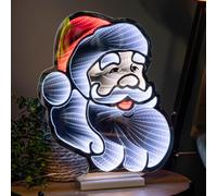 Samuel ALEXANDER 40cm Infinity Santa's Head Christmas Decoration on Wooden Base with Red & White LEDs