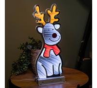 40cm Infinity Standing Reindeer with Metal Base, White and Red LEDs
