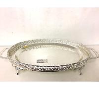 40CM Large Gold Plated Oval Platter Gallery PAANDAN Serving Tray