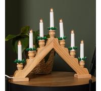 40cm Light up Brown Wooden Christmas Candle Bridge with 7 Warm White LEDs Samuel Alexander Brown One Size