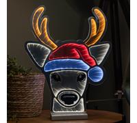 Samuel Alexander 40cm Light up Christmas Deer Head in Santa Hat Infinity with LEDs