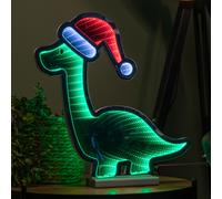 40cm Light up Christmas Dinosaur with Santa Hat Infinity Decoration with LEDs