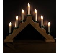 Samuel Alexander 40Cm Premier Christmas Candlebridge With 7 Clear Bulb V Shaped In Light Wood Mains Powered
