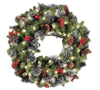 (40CM luminous model) Christmas Wreath Door Hanging Wall Hanging Decoration Christmas Rattan PVC Interior Pendant Wreath