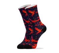 40Cm Men’S Socks Antibacterial Ladies Socks Casual Crew Sock Fiery Dragon For Outdoor Father'S Day Everyday