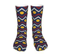40Cm Mens Calf Socks Breathable Men’S Socks Antibacterial Crew Sock Zigzag Geometric For Trainer Hiking Walking