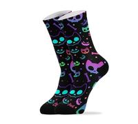 40Cm Mens Calf Socks Unisex Work Socks Antibacterial Crew Sock Halloween Cat Skull For Running Father'S Day Outdoor