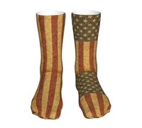 40Cm Mens Sock Durable Running Socks Antibacterial Walking Sock Retro American Flag For Hiking Trainer Indoor