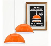 40cm Metal Orange Lamp Shade for Ceiling Pendant Light Fitting - Modern Easy Fit E27 Replacement Light Shade for Living Room, Kitchen, Bedroom.
