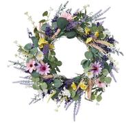 40CM Peony Spring Wreaths for Front Door Outside Artificial Pink Rose,Blue Berry,Green Leaves Summer Wreaths Full Handmade for Farmhouse Wall Window Decor Home Door Wreaths Outdoor