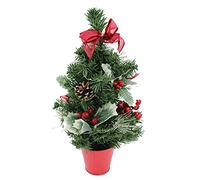 40cm Pre-Lit Artificial Holly Christmas Tree with Decorations