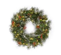 40cm Pre-Lit Green Wreath For Front Door With LED Lights For Weddings, Winter For Windows, Wall Decoration Christmas(50cm/19in)