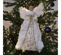 40cm Premier Deluxe Christmas Angel Tree Topper Decoration in Gold & White Samuel Alexander Gold One Size