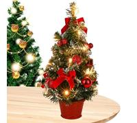 40cm PVC Desktop Decoration Tree Wtih Hanging Ornaments, Artificial Xm-as Tree For Christmas Desktop Decorations, Desktop Decoration Xm-as Tree With 20 LED Lights (Red)