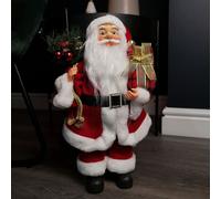 40cm Red Standing Santa Claus Indoor Decoration with Present and Green Sack Samuel Alexander Red One Size