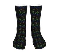 40Cm Socks Funky Mens Sock Antibacterial Walking Sock Neon Sasquatch For Trainer Trekking Gym