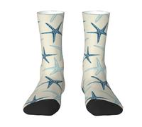 40Cm Socks Unisex Ladies Socks Durable Walking Sock Nautical Starfish Beach Coastal Sea Beachy For Hiking Men Ankle
