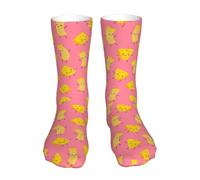 40Cm Socks Unisex Mens Calf Socks Antibacterial Sports Sock Kawaii Macaron Cheese For Outdoor Leisure Birthday